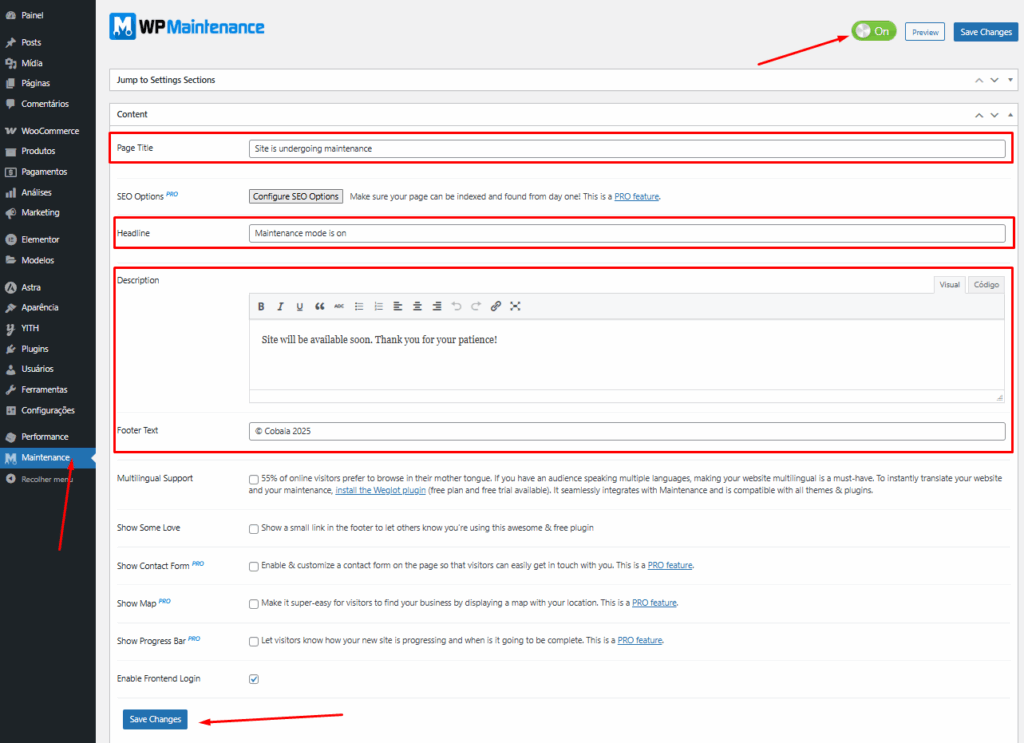 Colocando O Wordpress Em Modo Manutencao Com O Plugin Maintenace Configurando O Content - Modo Manutenção Wordpress