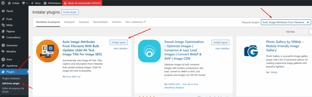 Instalando Plugin Para Fazer Seo Para Imagens No Wordpress De Forma Automatica - Seo Para Imagens Wordpress