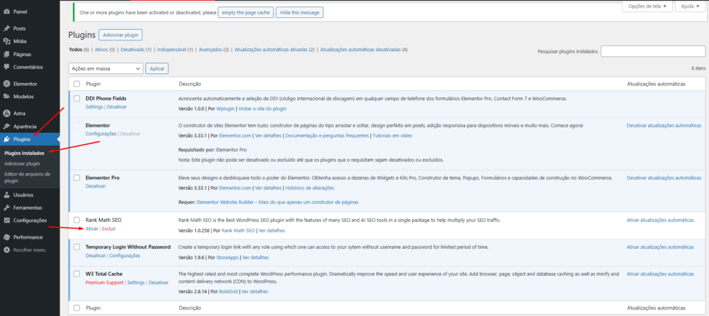 Lista De Plugins No Painel Do Wordpress Com Botao Para Ativar - Como Instalar Plugin No Wordpress