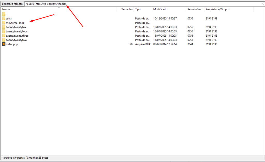 Estrutura De Pastas Do Wordpress Mostrando A Criacao Da Pasta Do Tema Filho Em Wp Content Themes - Criar Tema Filho Wordpress