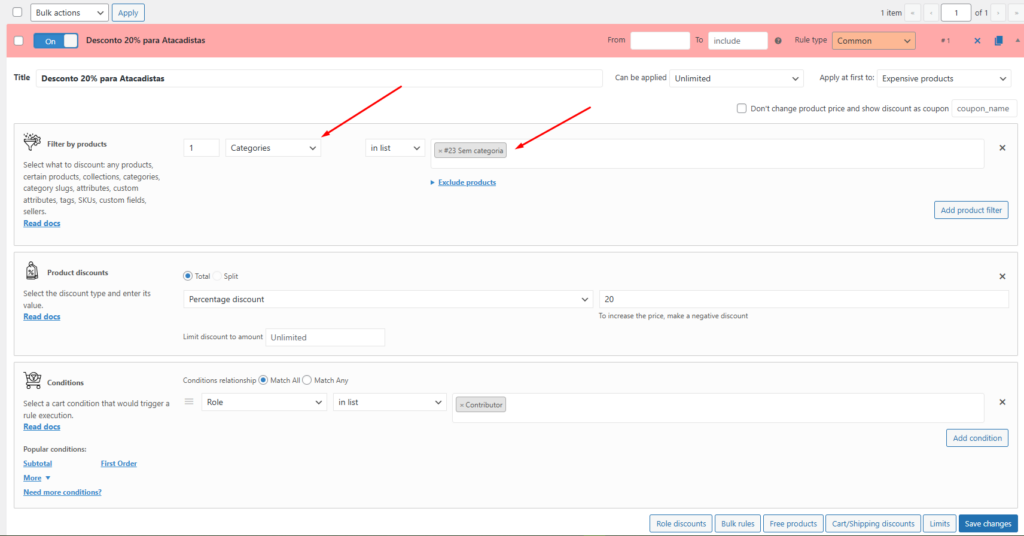 Selecionando A Condicao De Filtro De Produtos Categorias Para Aplicar Desconto No Woocommerce Selecionando A Condicao De Filtro De Produtos Categorias Para Aplicar Desconto No Woocommerce - Preços Diferentes Por Tipo De Usuário Woocommerce