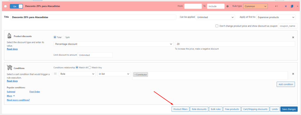 Selecionando A Condicao De Filtro De Produtos Para Aplicar Desconto No Woocommerce Selecionando A Condição De Filtro De Produtos Para Aplicar Desconto No Woocommerce.