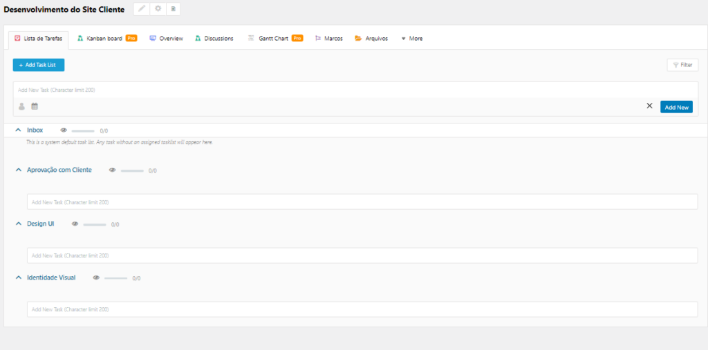 Criando Seu Primeiro Projeto E Tarefas Generated Painel Do Plugin Wp Project Manager Para Gerenciamento De Projetos No Wordpress.