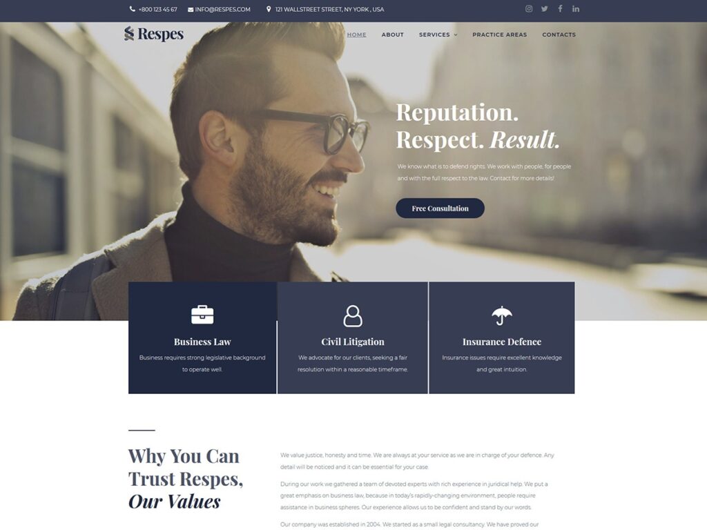Respes Tema Wordpress Advogado - Temas Wordpress Para Advogados